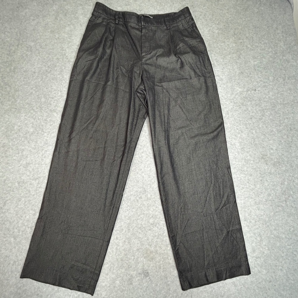 Linda Allard Ellen Tracy Women's 8 Metallic Gray Pleated Dress Pants Cotton Silk